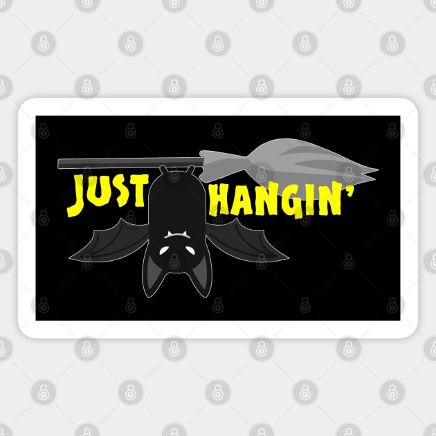 Just Hangin' Bat and Broomstick Magnet by Nuletto